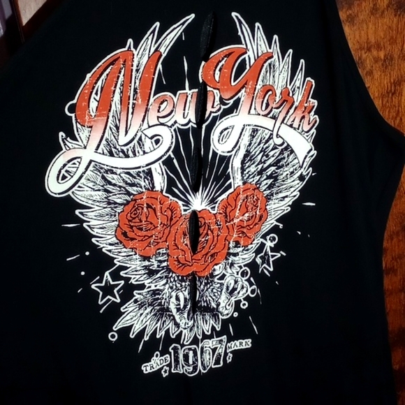 New York Graphic Black Sleeveless Jumpsuit Plus Size 3x Never Worn - Picture 2 of 8